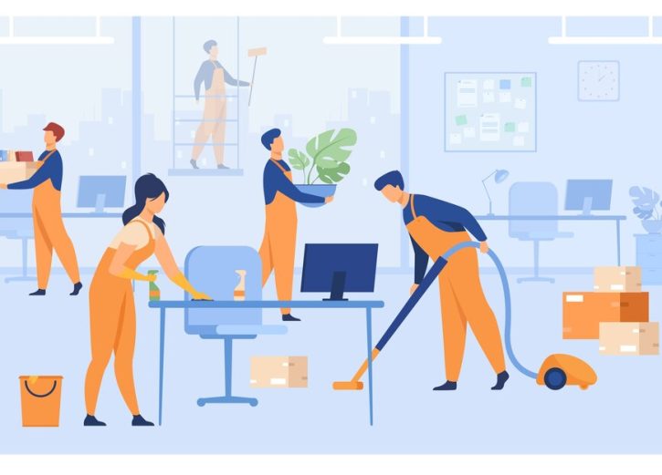 professional-janitors-working-office-isolated-flat-vector-illustration-cartoon-cleaning-team-washing-holding-stuff-removing-dust-using-vacuum-cleaner_74855-8544